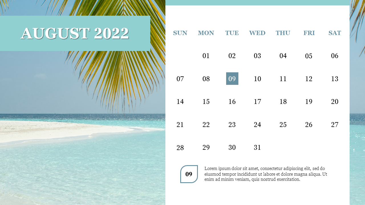 August 2022 Monthly Planner Presentation